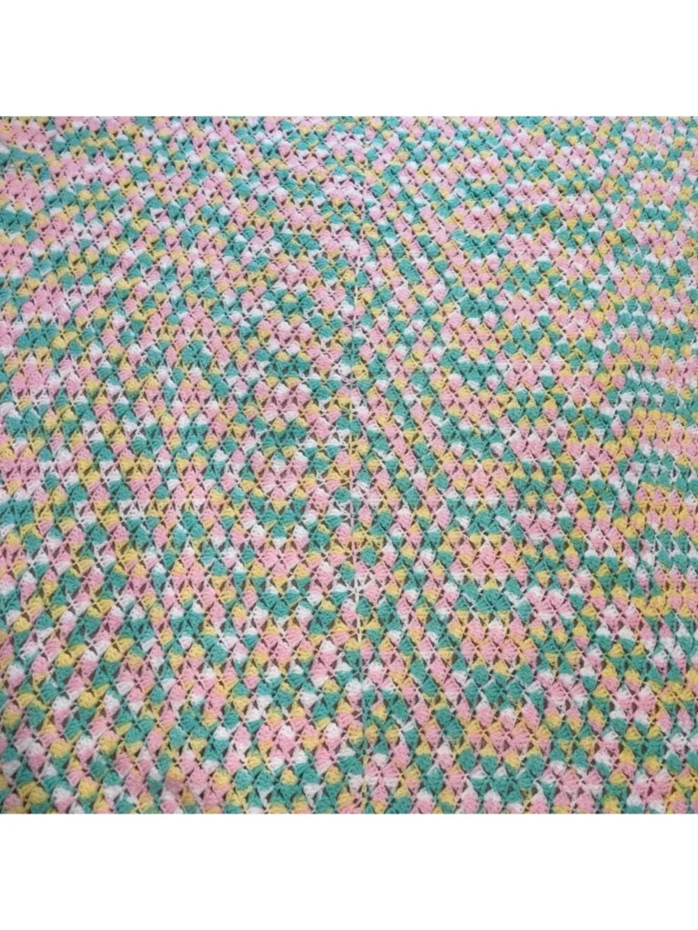 Handmade Pastel Crochet Afghan Throw Blanket Baby Girl Nursery Approx: 48
